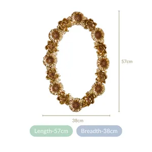 Espejo de pared de estilo de flor redonda de vidrio pulido con marco hecho a mano de calidad superior para decoración de pasillo, uso colgante de pared para exportación a granel - Product Image 5