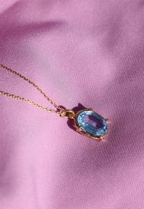 Collar de piedras preciosas de topacio para mujer, joyería Natural, Plata de Ley 925, chapado en oro de 14 quilates, regalo de aniversario para ella - Product Image 2