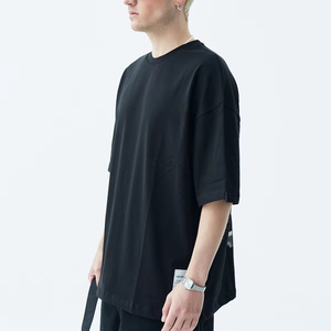 Streetwear pour hommes 100% coton surdimensionné personnalisé GSM T-Shirt haute qualité cousu lourd Design blanc noir - Product Image 4