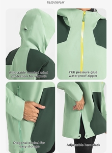 เสื้อฮู้ดกันน้ำสำหรับผู้หญิงใช้ได้ทุกเพศ, เสื้อแจ็คเก็ตกันลมมีฮู้ดปักลาย3D กันน้ำได้มีกระเป๋าเสื้อกันฝน - Product Image 6