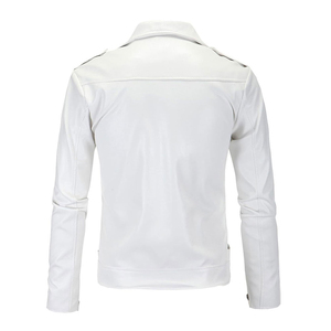 Veste de moto en cuir blanc de haute qualité pour femmes, vêtements d'extérieur abordables, élégants et confortables pour l'automne et l'hiver - Product Image 6