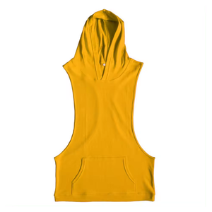 Haut de sport sans manches à capuche brodé et imprimé sur mesure pour homme, avec design débardeur MuscleT - Product Image 1