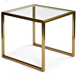 Decorative Modern Luxury <b>Gold</b> or Black Iron <b>Frame</b> 2 Piece Nesting Tables with Top Niche Quality Glass for Indoor - Product Image 2