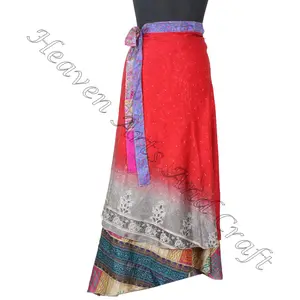 New 38 Inches Boho Skirts Wholesale reversible vintage silk magic wrap skirt halter tube dress hippie magic wrap around skirt