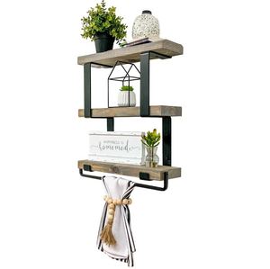 New Hanging Solid Wood Floating Wall <b>Shelves</b> Wall Mounted Storage <b>Shelf</b> for Home Hotels Living Room Kitchen Decor Made in India - Product Image 6