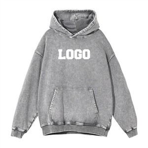 Sweat à capuche unisexe en molleton de coton avec logo vintage délavé de haute qualité, personnalisable avec votre logo, style streetwear - Product Image 3