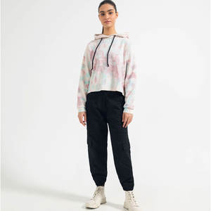 Sweat à capuche Tie Dye personnalisé OEM longue veste à capuche d'hiver à quantité minimale de commande bas pour femmes avec logo imprimé sur le devant en vente - Product Image 3