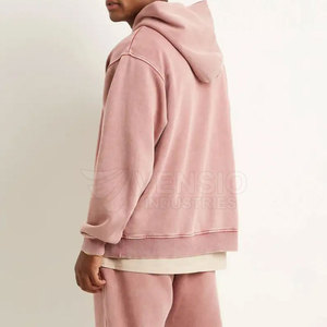 Sweat-shirts à capuche pour hommes de haute qualité, en coton 100% uni, lavage à l'acide, séchage rapide, respirants, 300g, avec impression de logo personnalisé pour l'hiver - Product Image 2