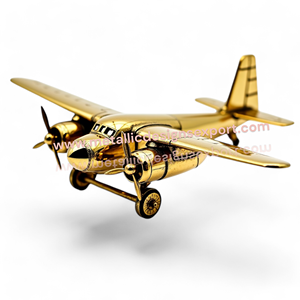 Élégant modèle d'avion en métal doré réplique vintage détaillée pour décoration de maison et de bureau sculpture en aluminium de qualité supérieure - Product Image 3