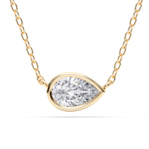 Moderne Minimaliste 1.50 Carat E-F/VVS-VS Moissanite Poire Diamant Ensemble Lunette Solitaire Pendentif Fabriqué en 950 Platine - Product Image 3