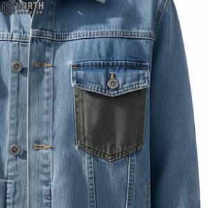 Veste en jean d'hiver tendance pour homme de haute qualité en gros 2025 avec col rabattu et jean ample en toile avec logo sur le devant - Product Image 6
