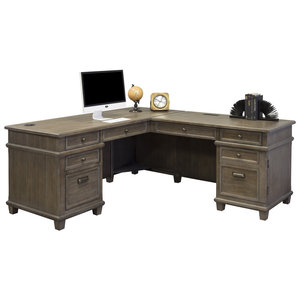 L-Shaped <b>Solid</b> <b>Wood</b> Executive <b>Desk</b> Larissa DESK2-0023 for Computer Workstations - Product Image 3