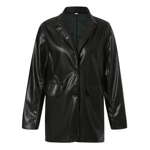 Wholesale Price Best Quality 100% Genuine Sheep Leather Ladies Double Breasted <b>Long</b> Blazer Dress Coat - Product Image 1