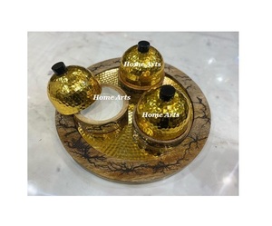 Lot de 2 serveurs de fruits secs de tailles différentes serveurs de noix martelées en aluminium avec base design et serveur de dates de plateau - Product Image 6