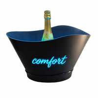 Seau à glace en acrylique lumineux à LED RGB de 12 L, grande capacité, avec logo personnalisé, pour champagne, bière, vin, bar, boîte de nuit, fête