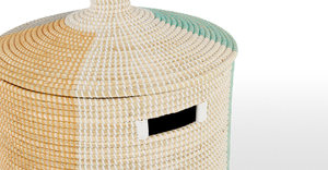 Cesta redonda tejida a mano para la colada, accesorio de ratán Natural con tapa y asas, organizador de almacenamiento para el baño - Product Image 6