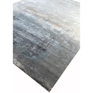 Alfombra de Lana y Seda de Bambú Anudada a Mano Kavi Ivory, Colección Chaos Theory-Esk-351, Alfombra Rectangular Abstracta para Sala de Estar, Pasillo - Product Image 2