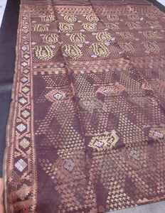 Qualité Export Exclusive Deshi Dhakai Jamdani Sharee pour Femme JAMDANI TISSU Bleu ROUGE VERT Doré Bleu Ciel du Bangladesh - Product Image 3