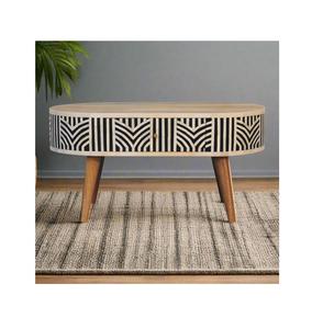 Table basse et tiroir en os incrusté, meubles faits à la main avec artisanat traditionnel, décoration de luxe pour salon. - Product Image 1