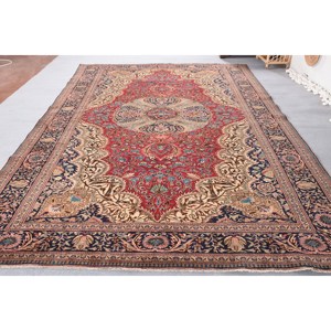 Traditional <b>Red</b> Beige Vintage Turkish Large Area Rug Classic Rectangle Pattern Patchwork Design <b>Wool</b> Latex 7.3 X 11.3 ft - Product Image 5