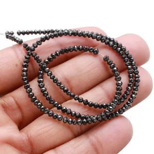 Black Diamond Faceted Rondelle <b>Beads</b> 2-3mm Sparkling Fine Beaded <b>Necklaces</b> - Product Image 4