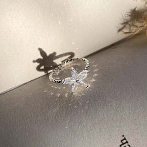 NOVAMART Fine Hallmark 925 Silver Blossom Elegance Women's <b>Ring</b> Rhodium Plating <b>Crystal</b> Rhinestone Brilliant Cut Bezel Set - Product Image 3