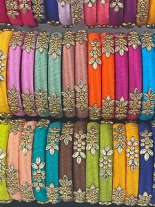 Đá lụa chủ đề Bangles phụ nữ truyền thống kundan Bangles pakistani đám cưới pooja Mehndi Đảng ủng hộ đồ trang sức Ấn Độ Bộ quà tặng - Product Image 3
