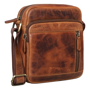 Bolsa de mensajero para ordenador portátil de cuero genuino tostado para hombre, cierre de cremallera, almacenamiento conveniente, duradero para cadenas regulares, botón - Product Image 6