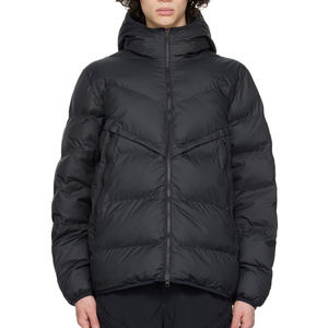 Veste matelassée élégante pour homme avec logo personnalisé, col montant, coupe-vent, respirante, en toile, fermeture éclair, tricotée, grande taille, pour l'hiver - Product Image 1