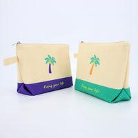 Sac à maquillage personnalisé BSCI avec fermeture éclair, en toile de coton recyclée écologique, pochette pour accessoires, trousse de maquillage avec impression personnalisée