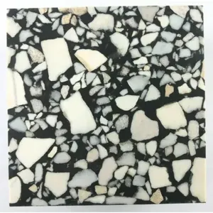 Vintage ACCENT BLACK Fritztile Terrazzo Mini Floor Tile Glazed Porcelain for <b>Outdoor</b> Living Room <b>Flooring</b> Single Sample C723 - Product Image 1