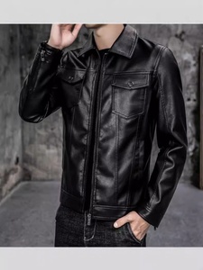 Chaqueta de Motociclista Acolchada para Hombre, Otoño Invierno, Nueva, Estilo Coreano, Ajustada, de Cuero PU, Informal, con Estilo Masculino - Product Image 4