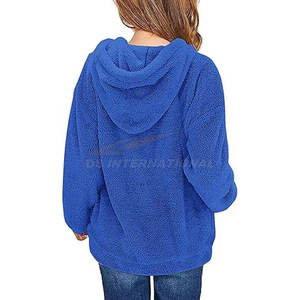 เสื้อสเวตเตอร์ขนแกะสวมหัวมีฮู้ดแบบสวมหัวเสื้อสเวตเตอร์กันหนาวมีกระเป๋าด้านหน้าลำลองทรงหลวมเสื้อโค้ท C สีฟ้า - Product Image 2