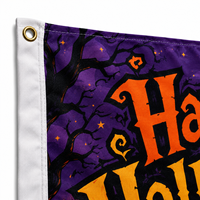 Drapeau d'Halloween personnalisé durable, bannière imprimée sur mesure pour la décoration d'événements et de fêtes d'Halloween, utilisation en marketing extérieur