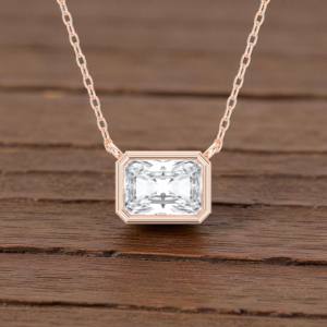 1.00 Carat Radiant Cut F-G/VS Lab-Grown Diamond Solitaire Pendant Bezel Shape in Platinum for Her - Product Image 4