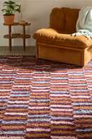 Tapis shaggy moderne à franges, en coton tissé, géométrique irrégulier, réversible, adapté aux animaux domestiques, écologique, pour le camping, la maison et les voyages
