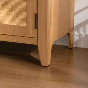 BOHO ARCH European Durable Solid Wood Cane Door Wardrobe <b>Cabinet</b> with Natural Wood Storage <b>for</b> Villa and Hotel - Product Image 5