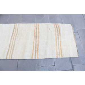 Vintage Turkish <b>Rug</b> 2.5x8.5 ft, White <b>Runner</b> Floral Wool <b>Rug</b> - Product Image 5