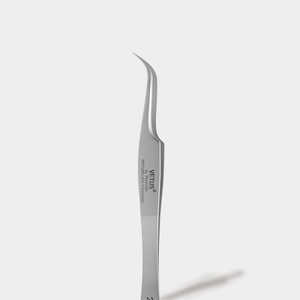 Pince à épiler Vetus 24-SA en acier inoxydable argenté, courbée en S, pour cils, précision, fibres pour cils, volume élevé - Product Image 1