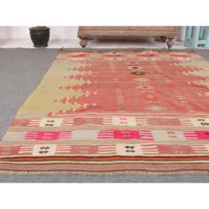 Alfombra Kilim Vintage de 4.6x6.6 pies, Alfombra Turca Roja con Estampado Animal de Lana - Product Image 5