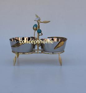 Bol de service en acier inoxydable fait à la main, écologique, avec un design doré en forme de branche dorée pour la décoration de la maison, de l'hôtel et du restaurant - Product Image 3