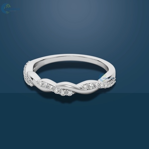 Anillo redondo de corte brillante VVS1 Moissanite Twisted Eternity, banda de declaración de boda de oro blanco sólido de 14K para ella - Product Image 5