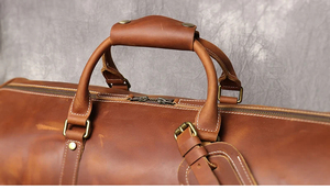 Sac de voyage pliable en cuir véritable avec fermeture éclair et compartiment séparé pour chaussures - Product Image 6