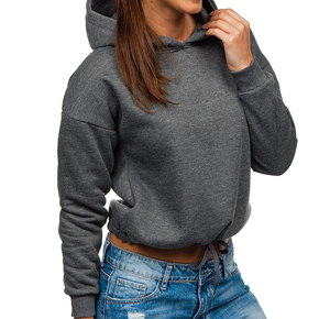 Sweat-shirt à capuche oversize en molleton doux avec poche kangourou, coupe courte et épaules tombantes, style streetwear, pour femmes, hiver. - Product Image 4