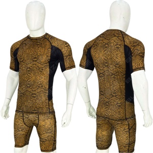 เสื้อยืด Rash Guard ปรับแต่งได้สำหรับผู้ชาย, UPF50แห้งเร็วผ้าฝ้าย100% + เป็นมิตรกับสิ่งแวดล้อม - Product Image 2