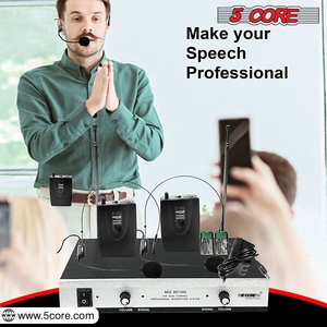 5Core <b>Wireless</b> <b>Microphones</b> w 2 Headset Portable Mini Microfono Inalambricos + Receiver 165ft Range - Product Image 6