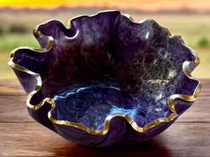 ชามเรซินอีพ็อกซี่สุดหรูพร้อมขัดเงามันและลวดลายสีนามธรรมสำหรับเครื่องใช้บนโต๊ะอาหารและการตกแต่งห้องครัวที่ทันสมัย - Product Image 3