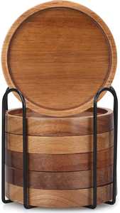 Ensemble de sous-verre élégant en bois d'acacia de qualité supérieure tapis de boisson classiques durables pour la maison bureau cuisine tapis et tampons décoratifs élégants - Product Image 5