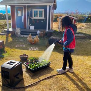 Carrete de Manguera de Jardín de Plástico de Alta Calidad y Durabilidad de 30 Metros, Cubierta Completa Marrón, Pulverizadores Japoneses Portátiles, Boquilla Ajustable para Lavado de Autos - Product Image 3