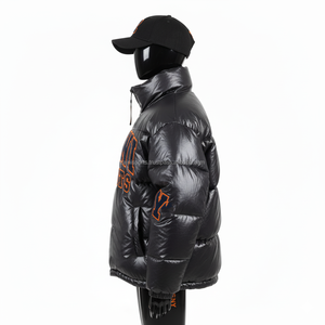 Women Puffer <b>Jacket</b> 380 GSM Lightweight Nylon Fabric Glossy Surface Custom Chenille Logo Cozy Winter Puffer <b>Jacket</b> for women - Product Image 3